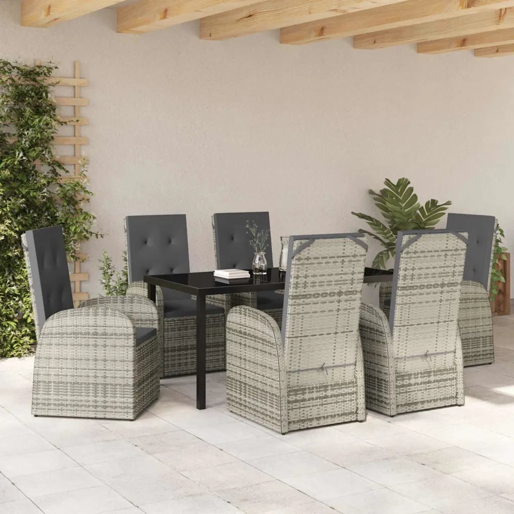 Set da Pranzo per Giardino con cuscino 7 pcs Grigio polyrattan 3379482