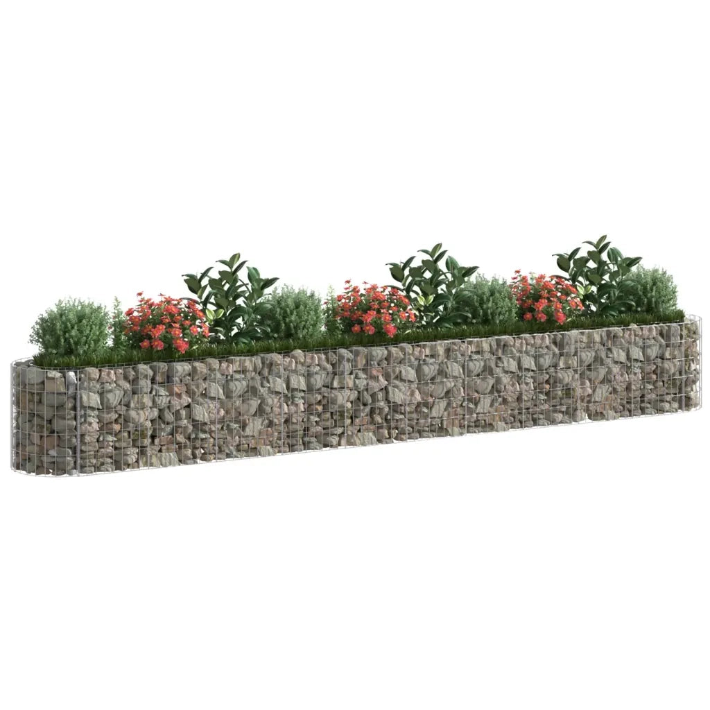 Gabbione con Fioriere | Cassetta per fiori | Letto Rialzato in Acciaio Zincato 400x50x50 cm