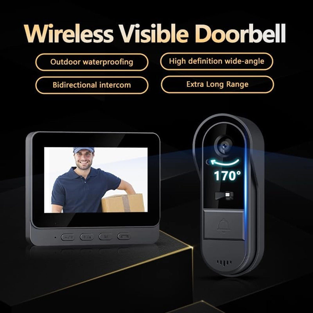 Trade Shop - Videocitofono Campanello Senza Fili Da Esterno Impermeabile Ip67 Schermo Ips 4,3'' -