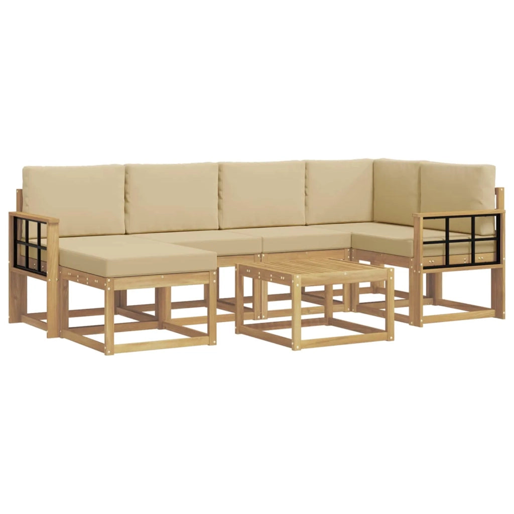 Set di divani da esterno 7 pz Bianco e Beige 3387922