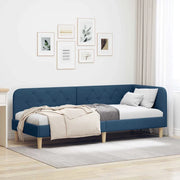 Cornice del letto ad angolo Blu 80 x 200 cm Tessuto