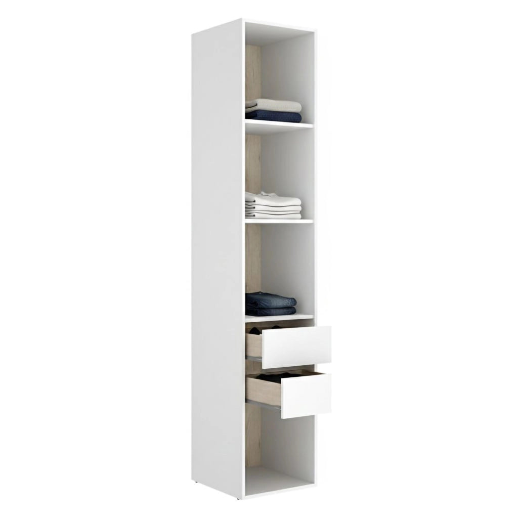 Armadio Camera da Letto Claymont, Guardaroba Grande 3 Ripiani, 45x205h cm Bianco