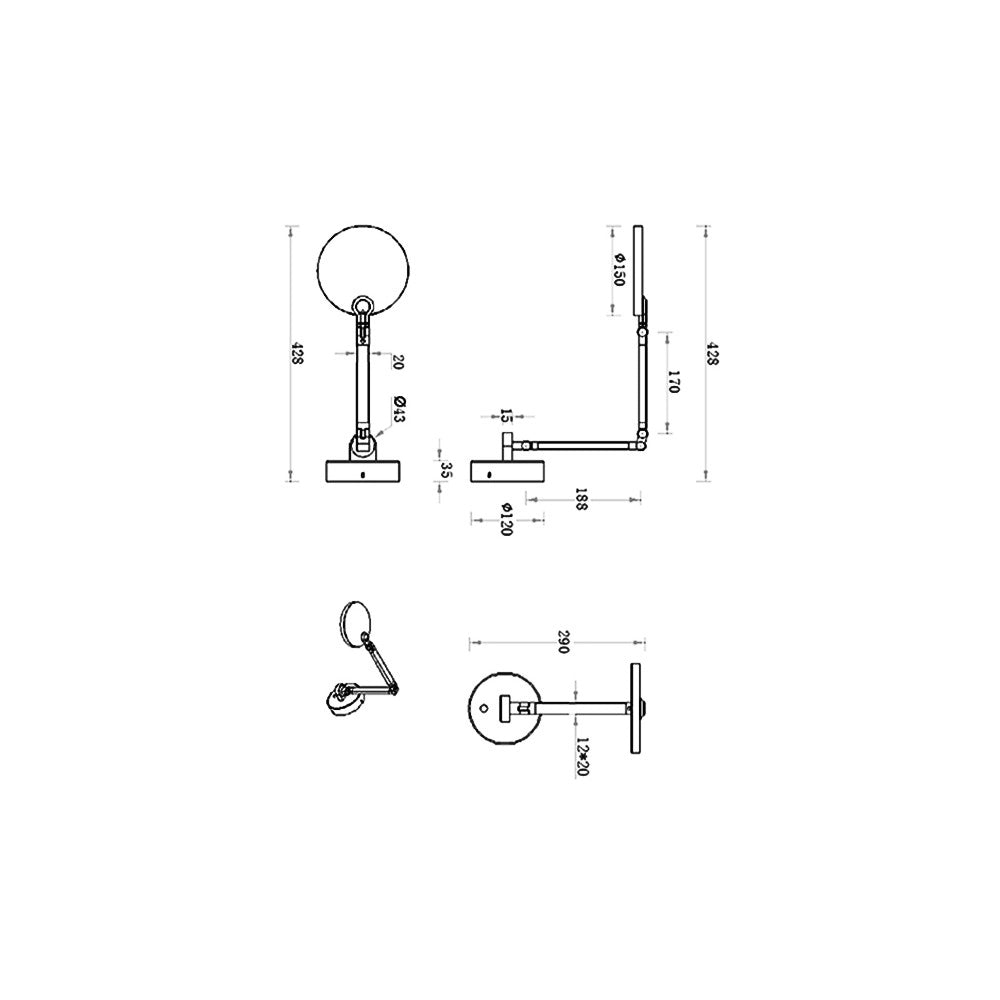 Regina - Lampada da muro orientabile rotonda Fabas Luce - Applique LED 9W dimmerabile CCT (3000K 4000K 5000K 6000K) - Nera