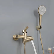 Montaggio a parete per doccia con set di armature per doccia a parete, per doccia a parete con uscita rotativa da 90°, set di spazzole in oro