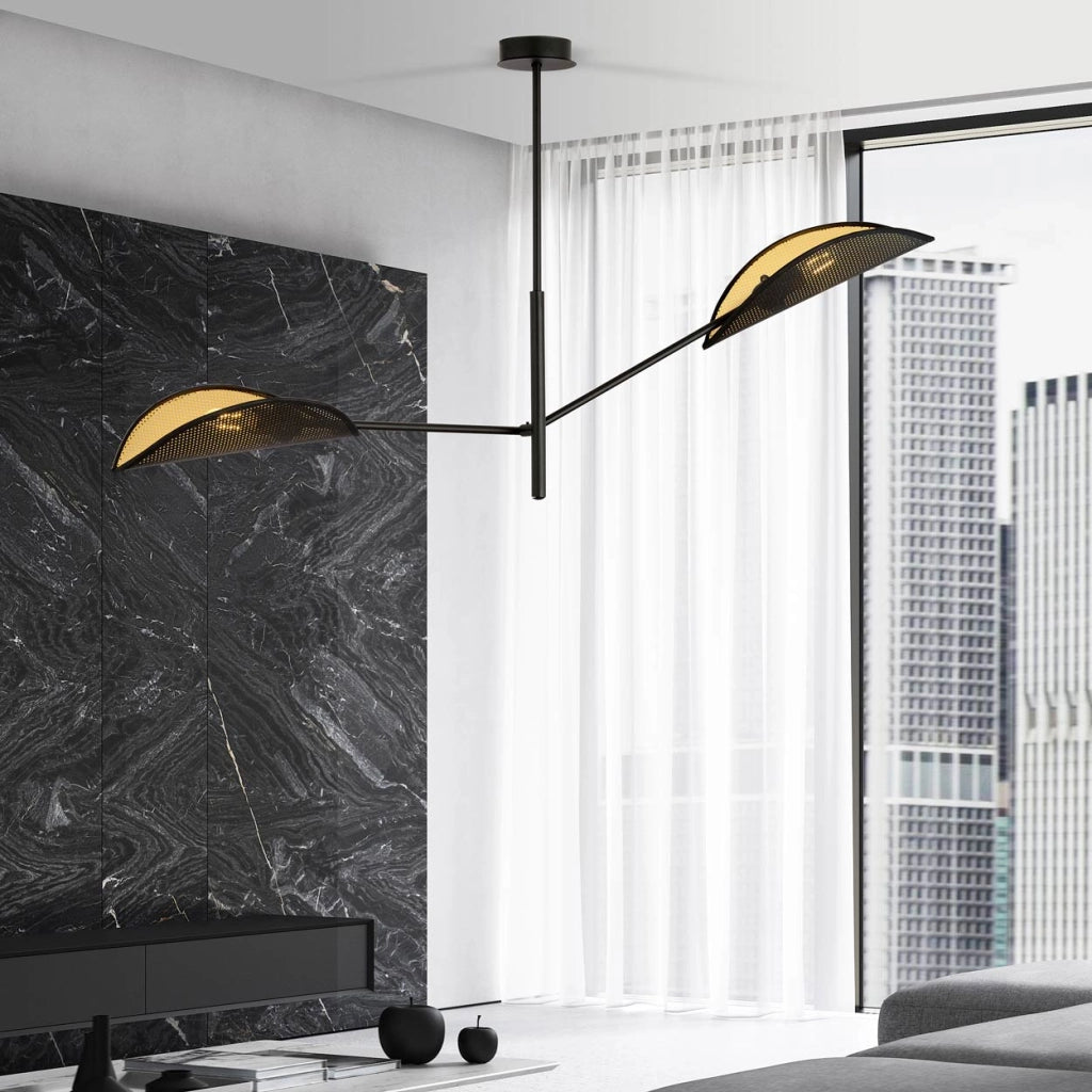 Emibig Plafoniera VENE 2 nero/oro metallo 2xE14 102 cm