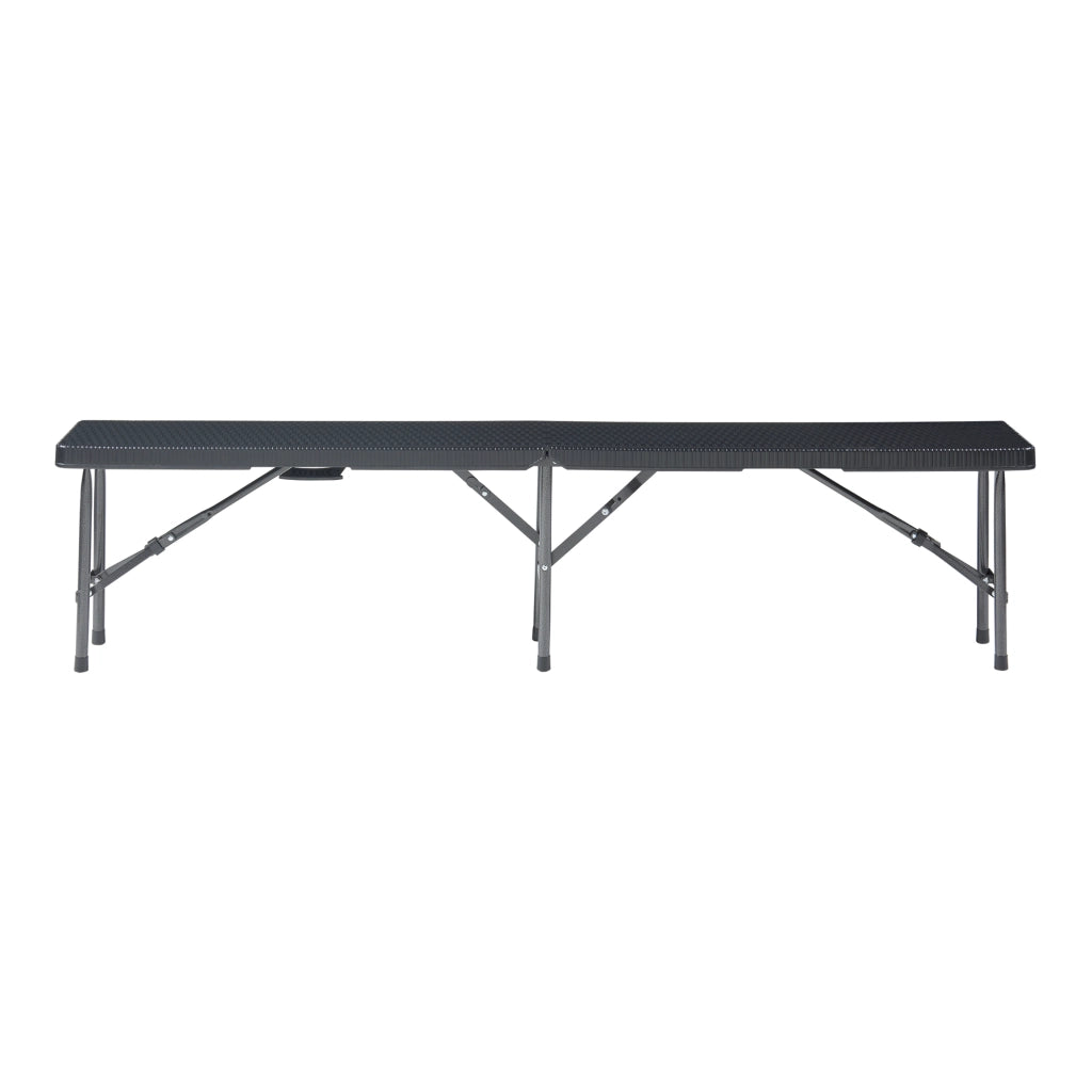 Set di 2 Panche Pieghevoli Mark 180 x 25 x 43 cm Nero Effetto Rattan [en.casa]