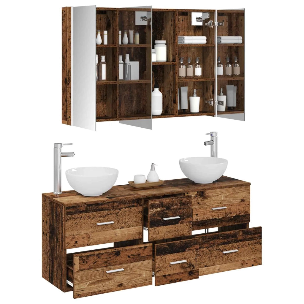 Set di mobili per il bagno 4 pcs Legno antico 3406709