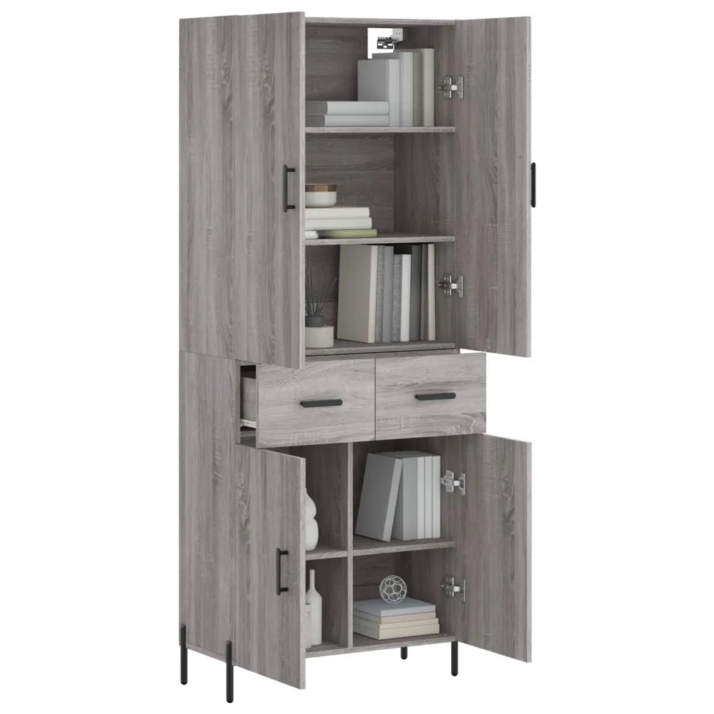Credenza | Madia | Buffet da pranzo | Armadio da pranzo Grigio Sonoma 69,5x34x180 cm in Legno Multistrato