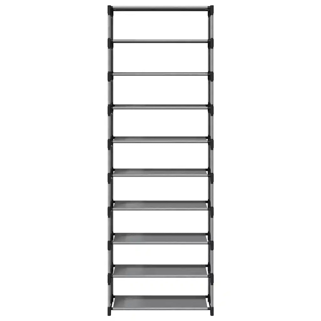 Scarpiera 10 Ripiani Grigia 54x28x158 cm in Tessuto Non Tessuto