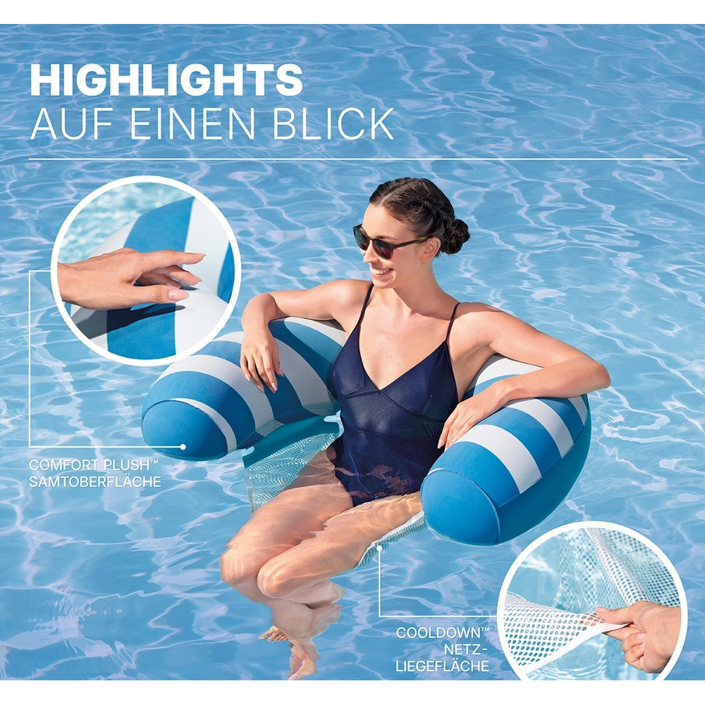 Trade Shop - Sedile Sedia Galleggiante Da Piscina Con Superficie In Velluto Seduta In Rete 43852 -