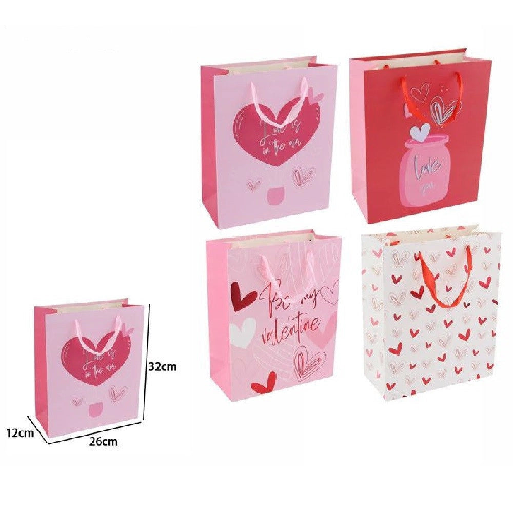 Trade Shop - Set 6 Buste Regalo Borsa Sacchetti San Valentino 26x32x12cm 69876 Varie Fantasie -