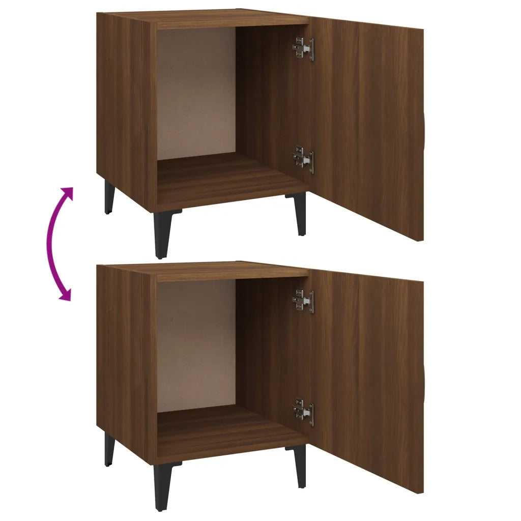 Set di 2 Comodini | Armadio da Notte | Mobiletto da notte Rovere Marrone in Legno Multistrato