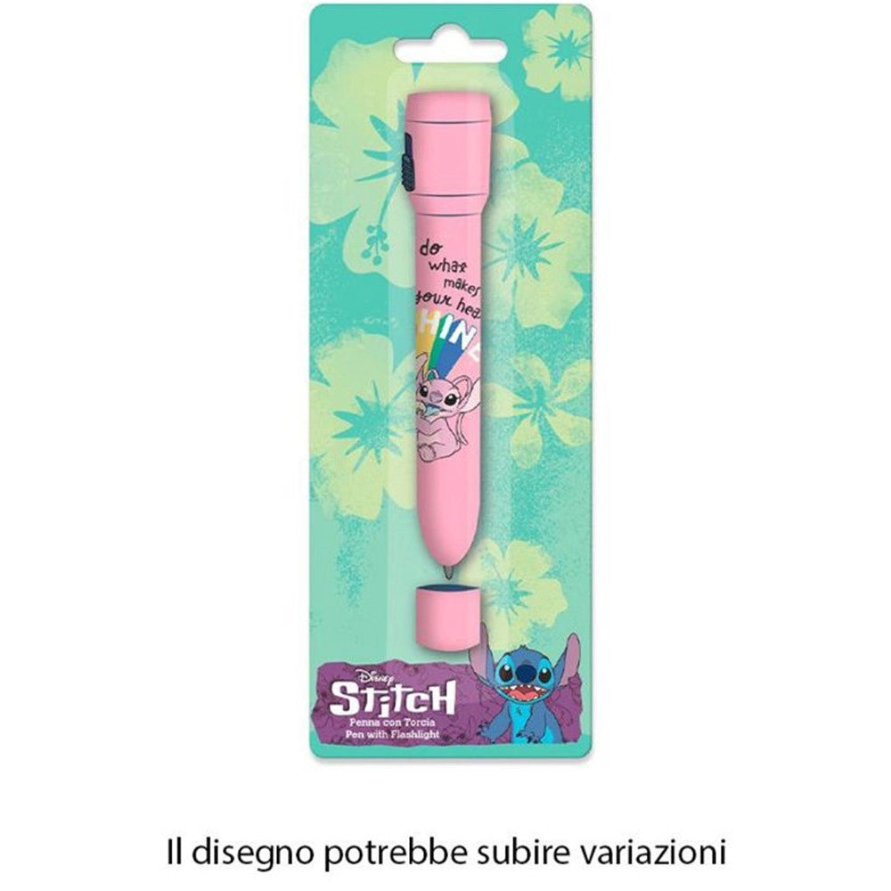 Trade Shop - Penna Con Torcia Grafica Stitch Angel Accessori Per Scuola Regalo Feste Bambine 953155 -