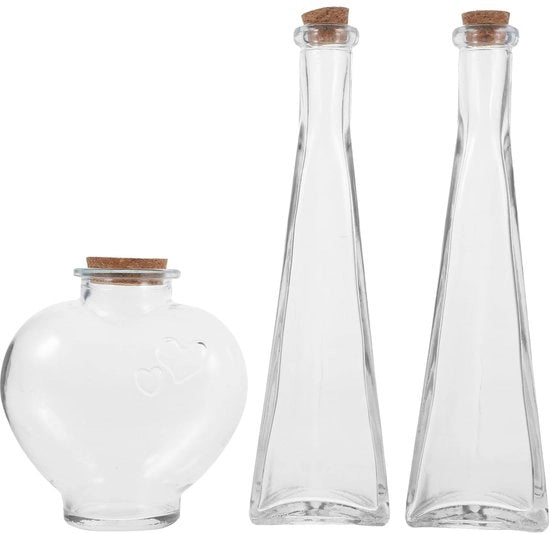 3 contenitori per cerimonie con sabbia - Set di cerimonie con sabbia Decorative contenitori in vetro per riti con sabbia con coperchi di legno per idee di cerimonie di matrimonio