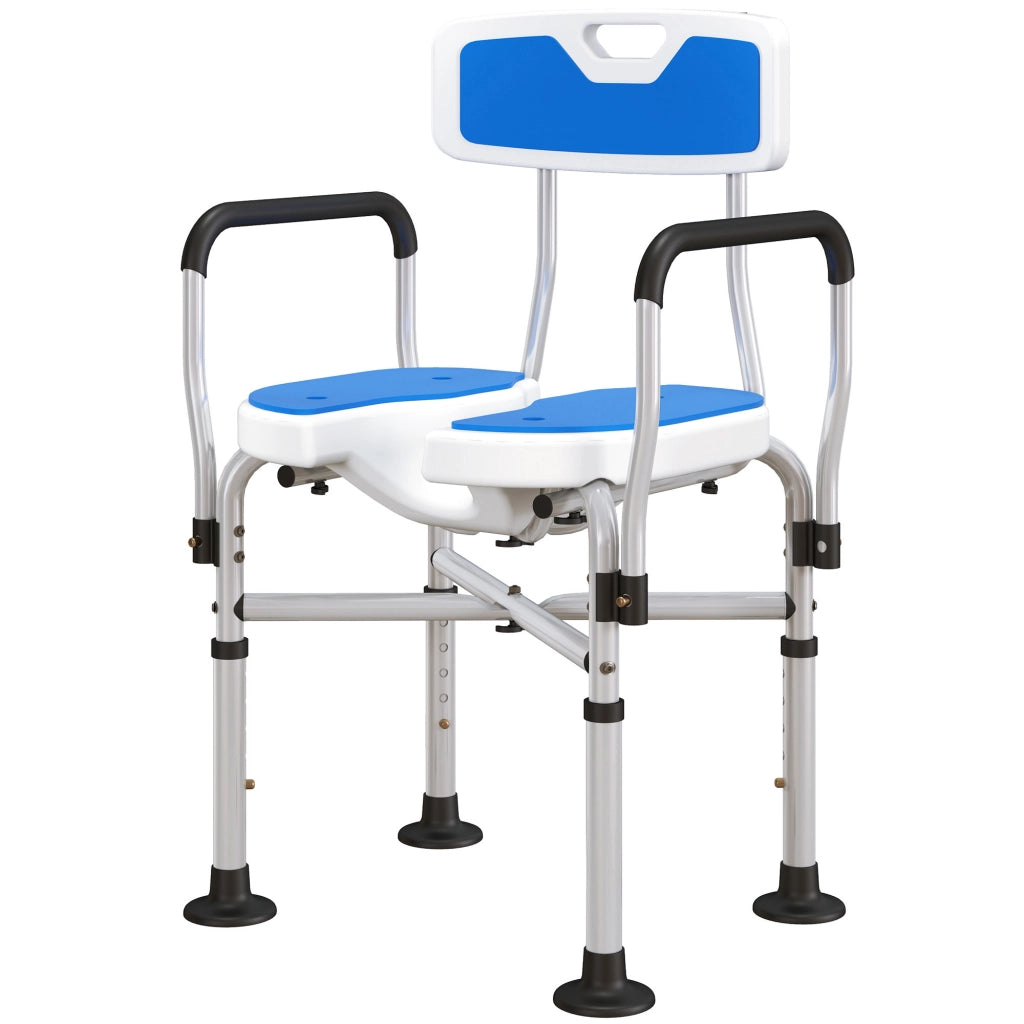 Sedia da Doccia con Braccioli e Schienale Regolabile ¨C zephmum ¨C Blu 136 kg
