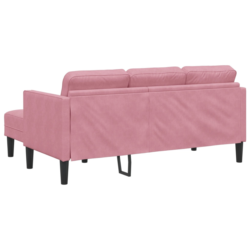Divano a 3 posti con Chaise L-shaped Rosa Chiaro 160 cm in Velluto