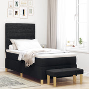 Letto Box Spring con Materasso e Panchina Nero 90x190 cm Tessuto