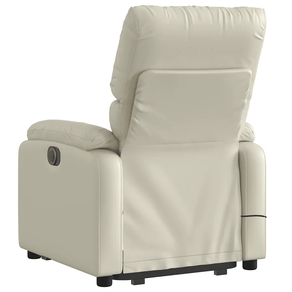 Divano Sedia-Poltrona Alzapersona Reclinabile Massaggio Crema Similpelle 551518