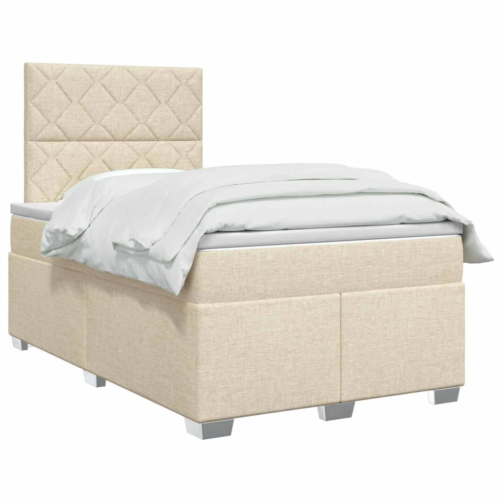 Letto box spring con materasso Crema 120 x 200 cm Tessuto 3454857
