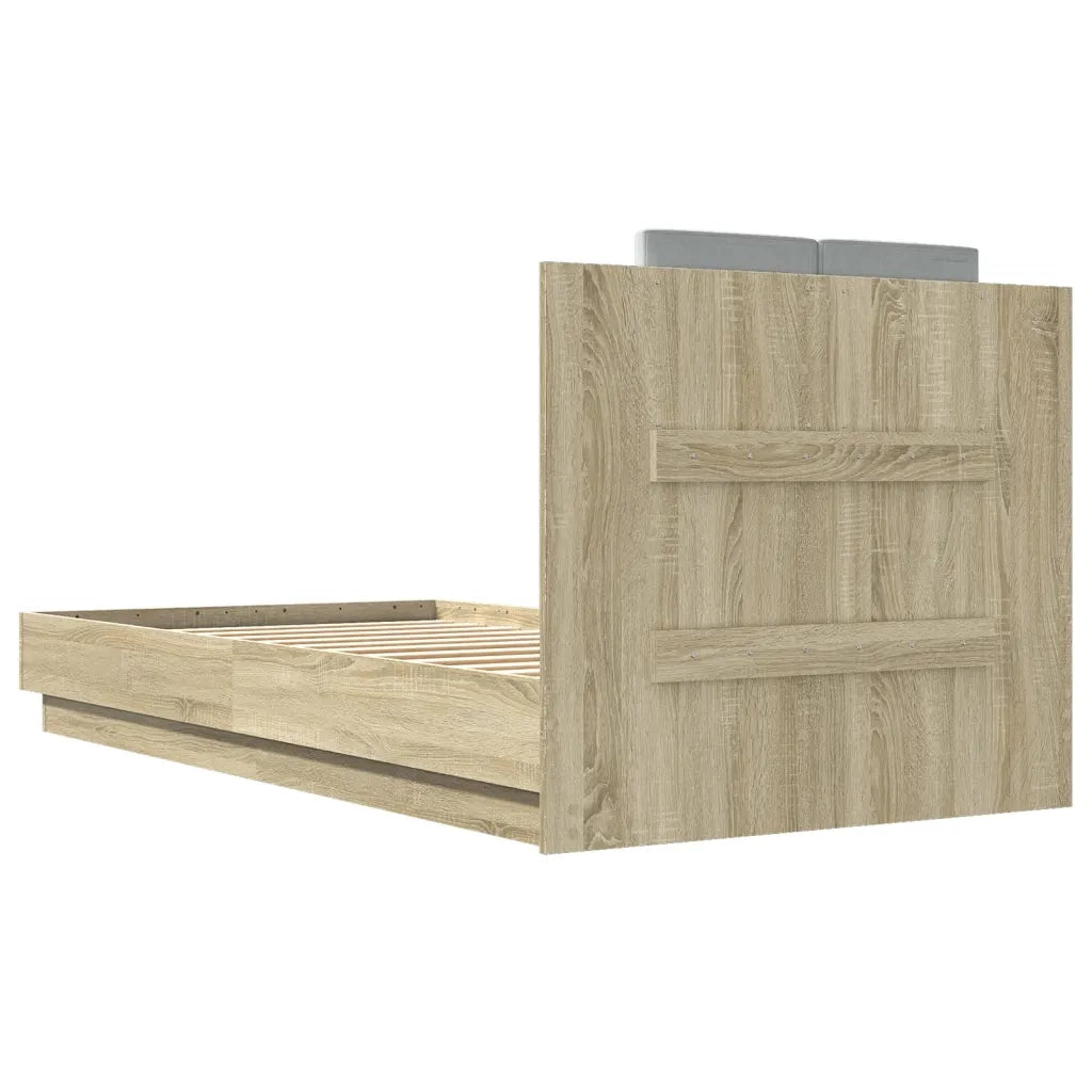 Letto singolo | Letto per adulti | Giroletto con Testiera Rovere Sonoma 75x190cm Legno Multistrato