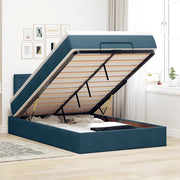 Struttura Letto Pouf con Materasso Blu Scuro 120x200 cm Velluto