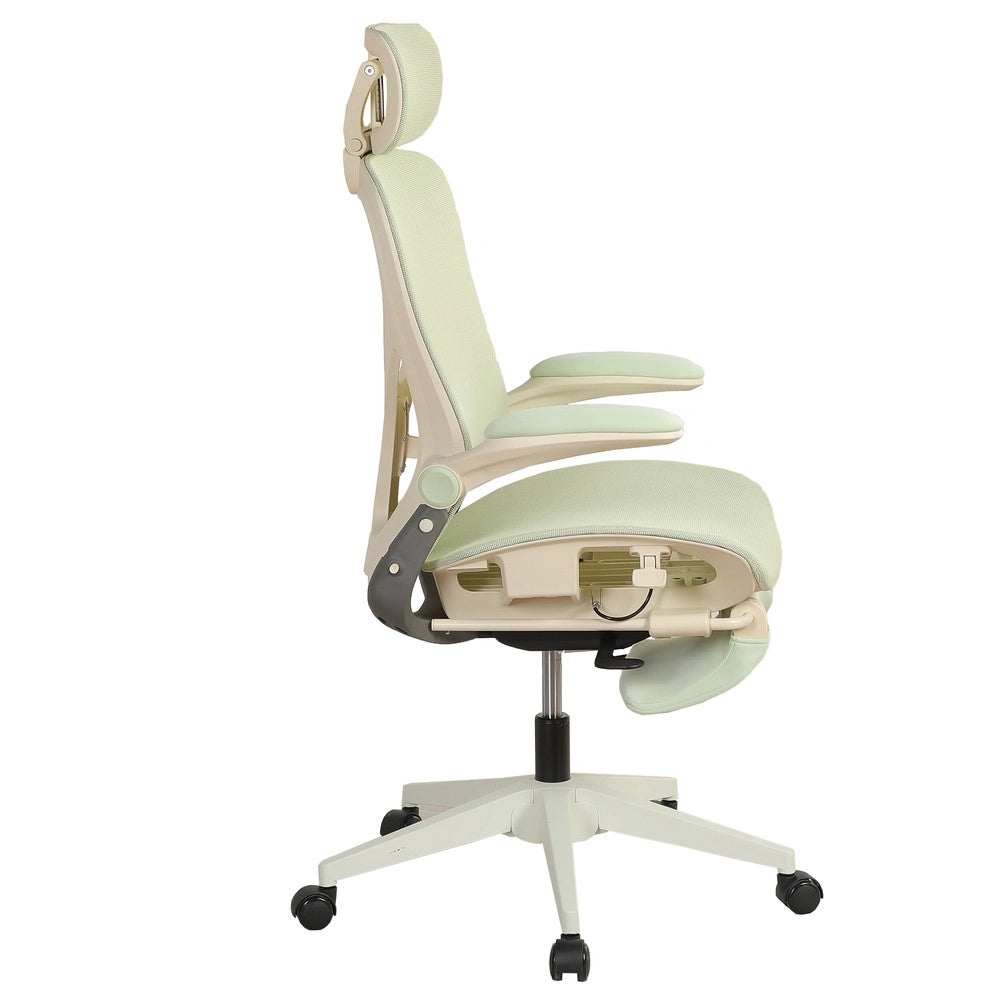 Sedia da ufficio ergonomica ¨C Minimal ¨C verde, braccioli pieghevoli, schienale a rete