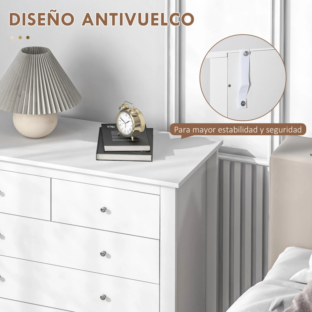 Cassettiera 5 cassetti con gambe rialzate ¨C Xylo ¨C bianco 79x39,5x80,5 cm