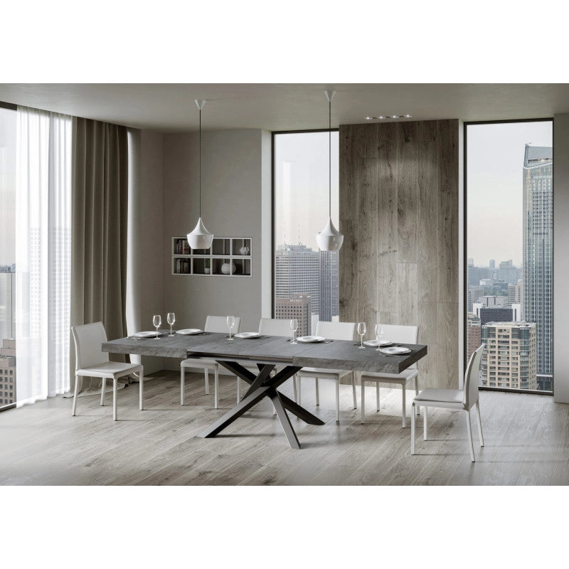 Tavolo allungabile 200/460x90 cm Volantis telaio Antracite - Cemento