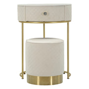 Comodino/toletta Con Puff Vellit Crema cm ø 52x70 - ø 36x39