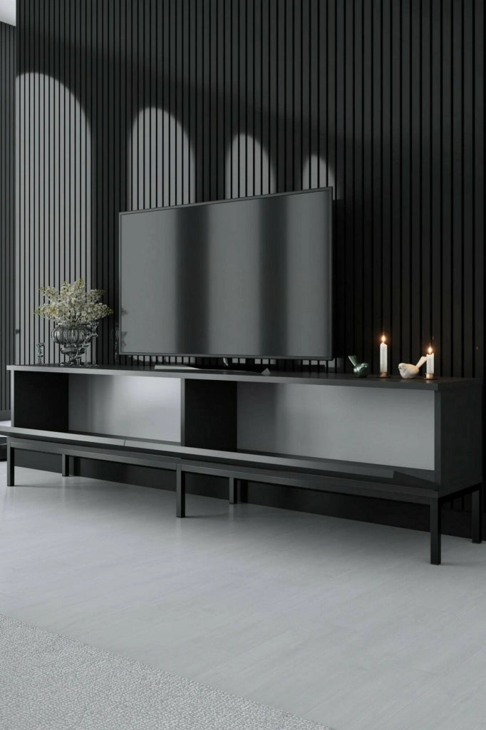 Espero, Mobile Porta tv Cassetti, 180x30x47h cm Nero Antracite