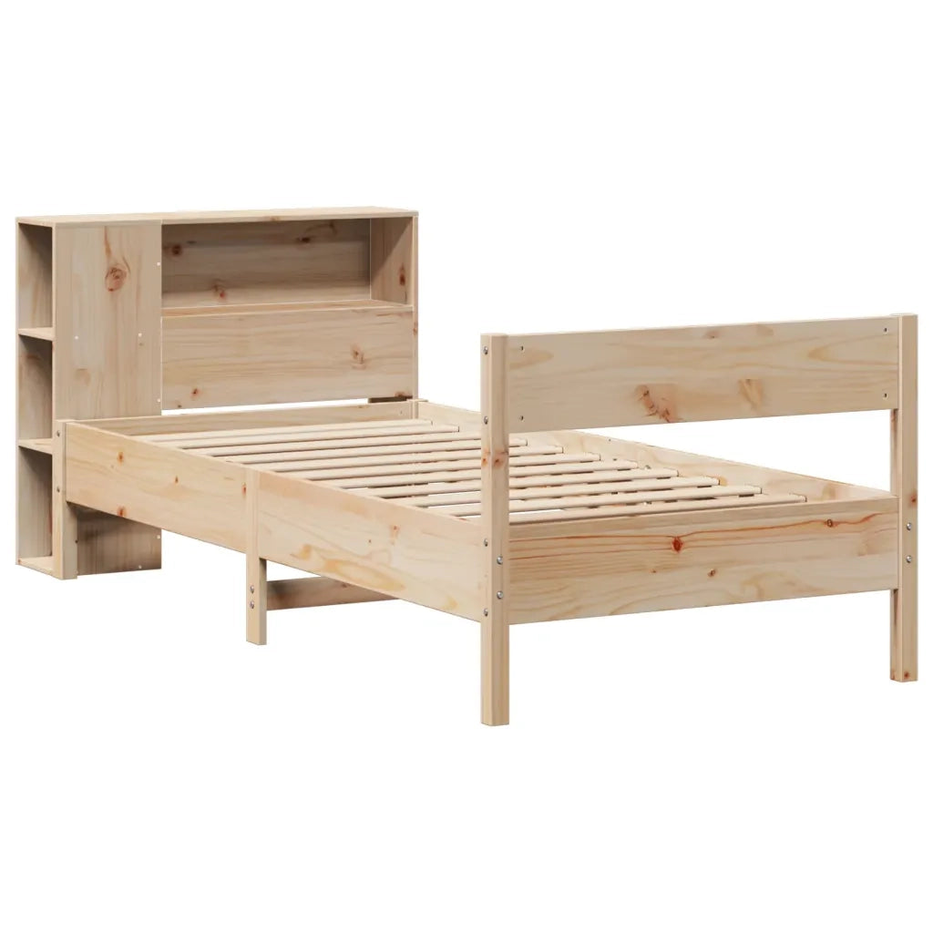 Giroletto con Libreria senza Materasso-Struttura Letto con contenitore 75x190 cm in Legno Pino 712423