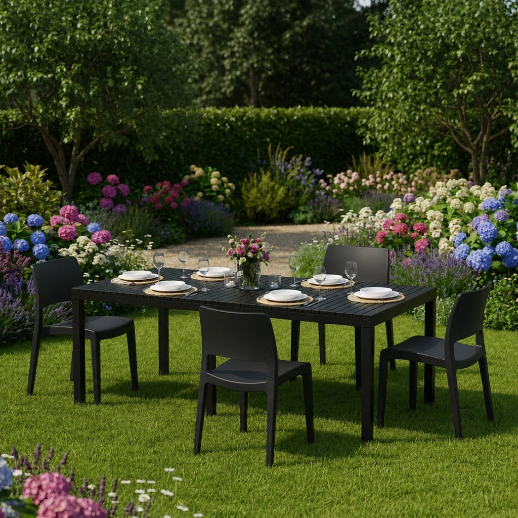 Salottino Outdoor Masisa, set Salotto da Esterno 4 Posti Made in Italy, Nero Antracite