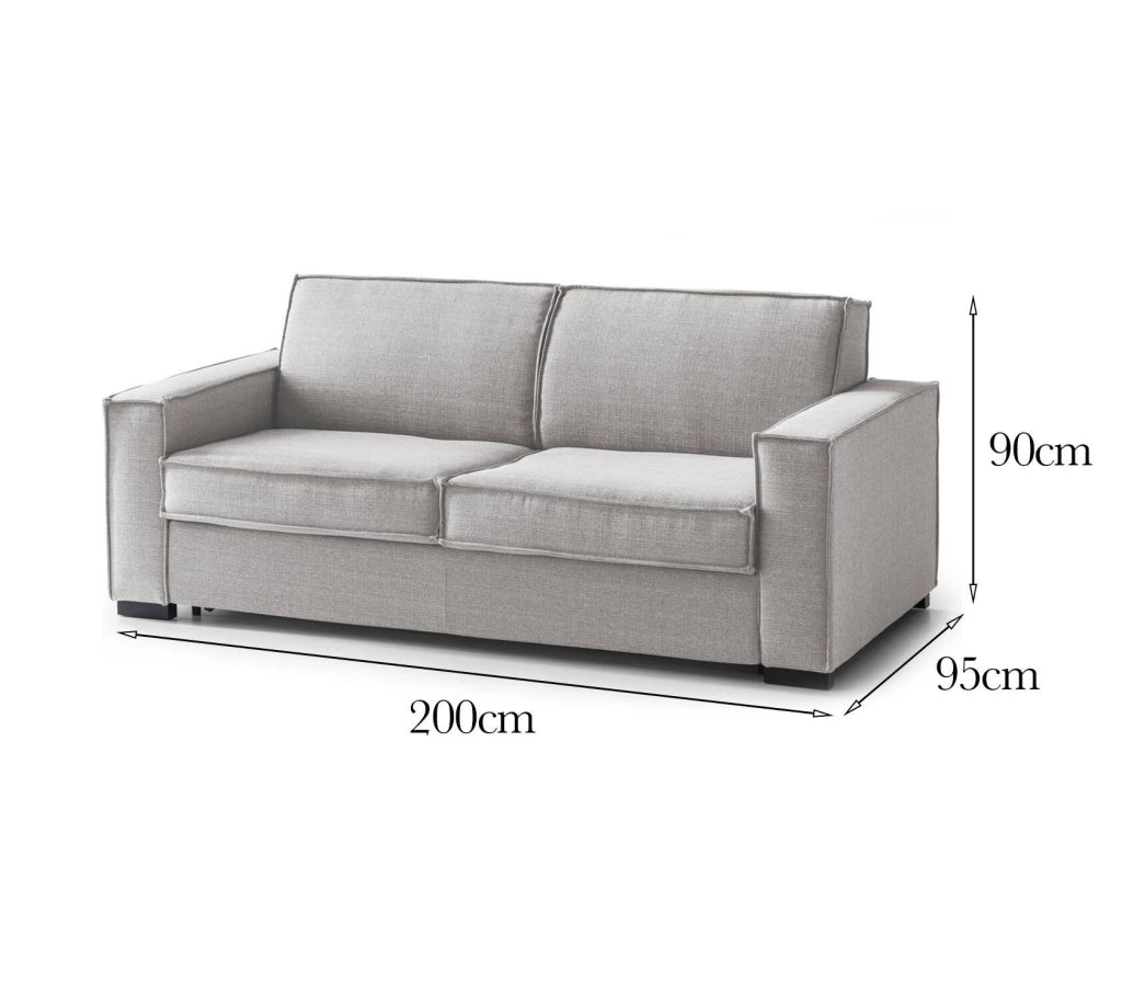 Divano fisso Eletta, Divano a 2 posti Large, Made in Italy, SofÒ  Soggiorno in tessuto, con Braccioli standard, cm 200x95h90, Grigio