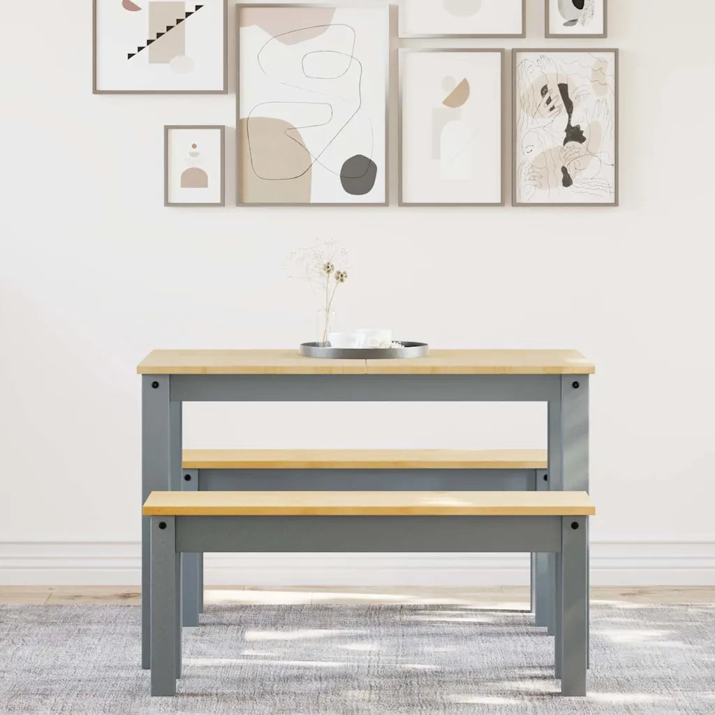 Set da Pranzo 3 pz PANAMA Grigio in Legno Massello di Pino 3345165