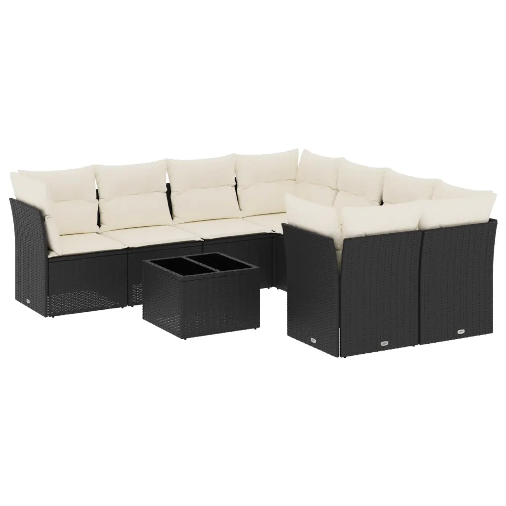 Set Divani da Giardino 9 pz con Cuscini Nero in Polyrattancod mxl 87058