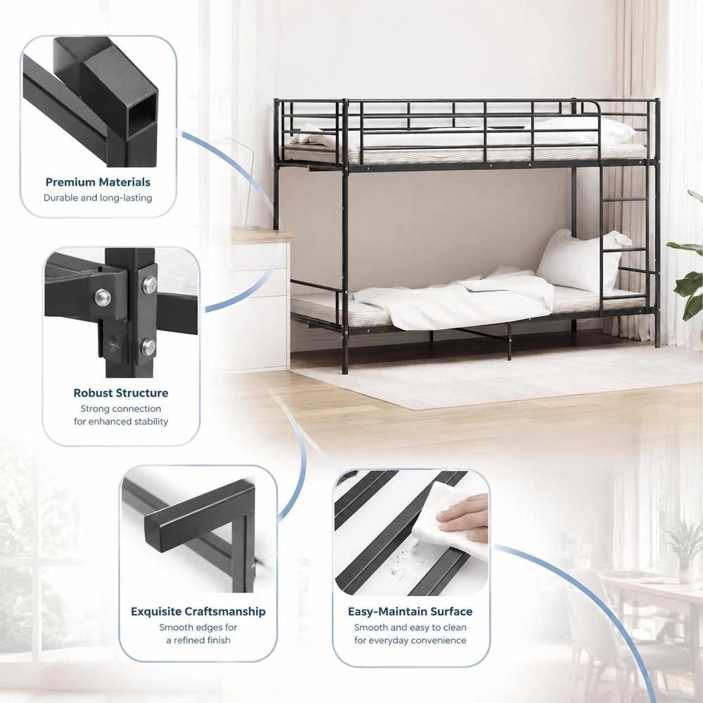 Bunk Bed Black Metal 90x200 Cm