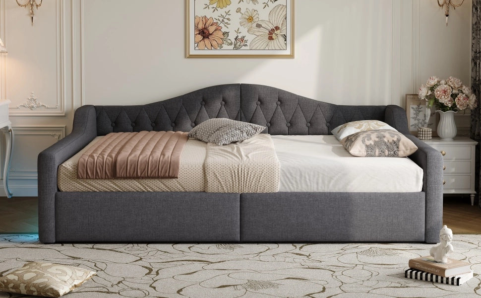 Letto giorno con illuminazione LED e vano contenitore grigio MDF compensato 140x200 cm