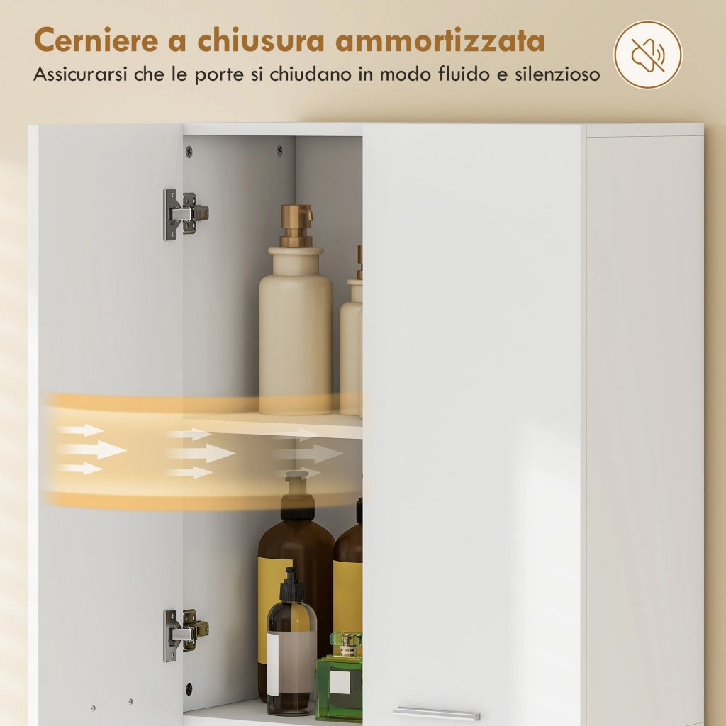 Mobile da Bagno con Cesto e Ripiano ¨C Zephmum ¨C Bianco Legno 60x30x174 cm