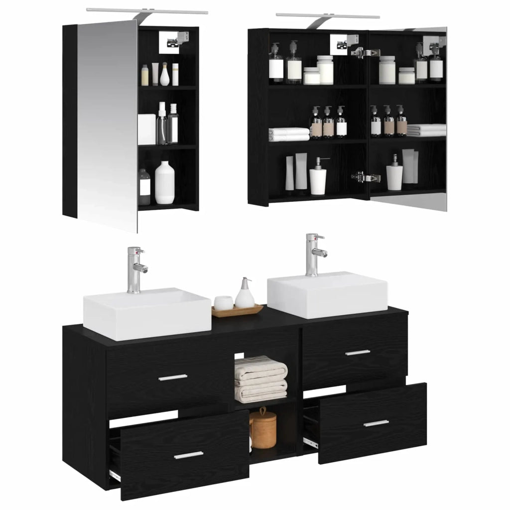 Set di mobili per il bagno 5 pcs Rovere Nero 3406792