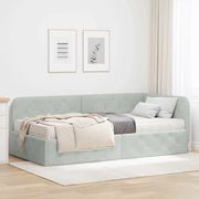 Cornice del letto ad angolo Grigio chiaro 100 x 200 cm Velluto 3394092