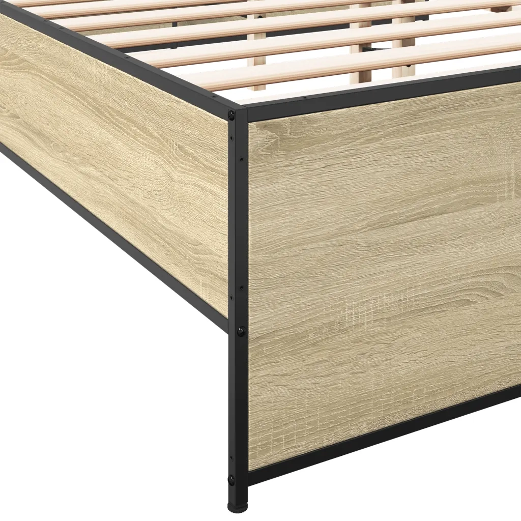 Giroletto-Struttura Letto Rovere Sonoma 120x200 cm in Legno Multistrato Metallo 760436