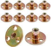 10 pezzi di T-nut M10 con 3 fori, base rotonda, alta qualità acciaio inox per la montatura di mobili, Flens T-nut M10x37x2.5mm, duraturo e affidabile