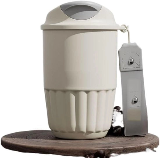 Nuova tazza da caffè con rivestimento ceramico, tazza isolata, tazza portatile in acciaio inossidabile 316 per uomini e donne - [Moonlight White] 316 acciaio 410 ml tazza in piedi - cinturino di trasporto gratuito