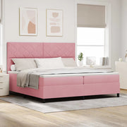 Letto a Sorgente LED con materasso Rosa 200 x 200 cm Velluto 3343405