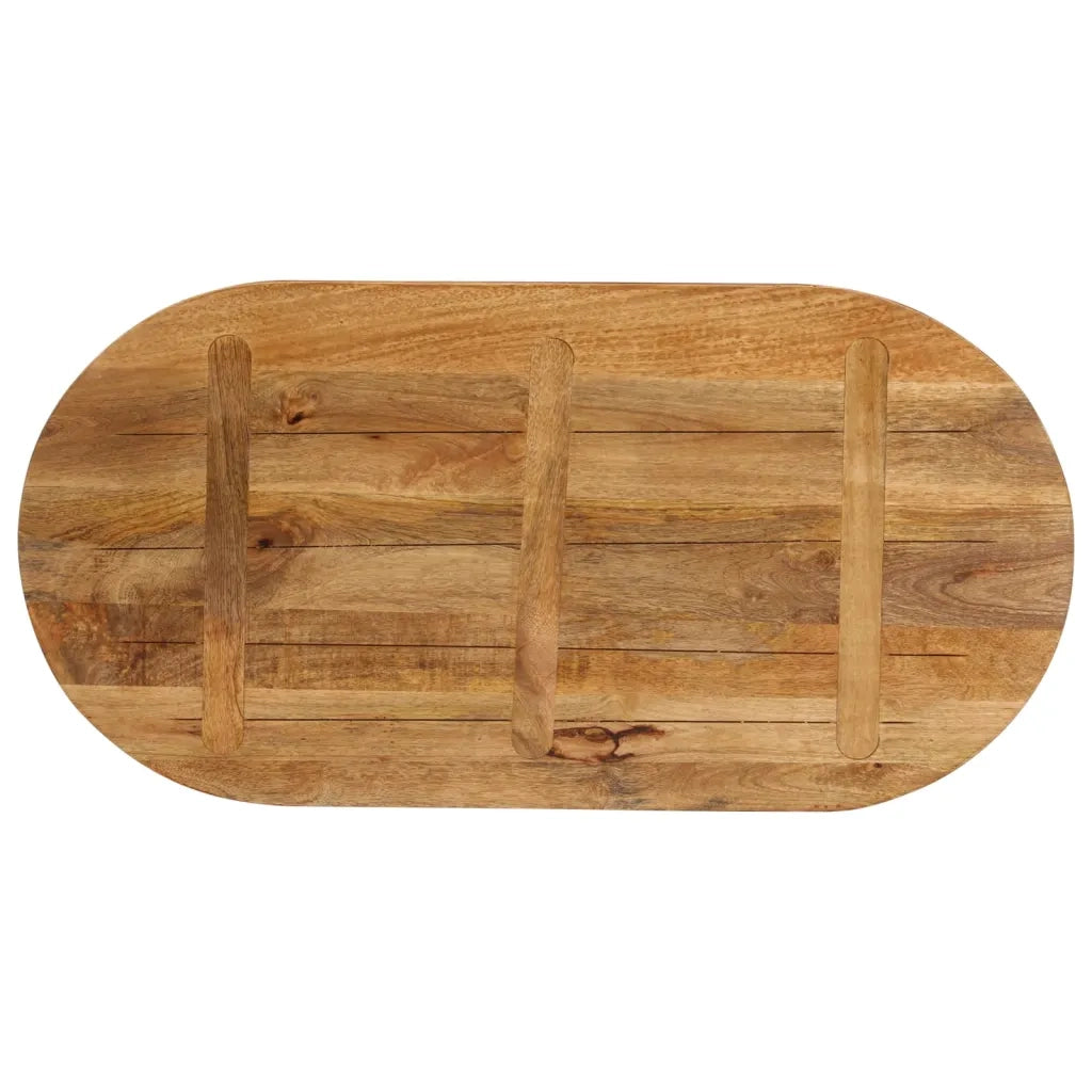 Piano Tavolo 100x40x3,8 cm Ovale in Legno Massello di Mango 370154