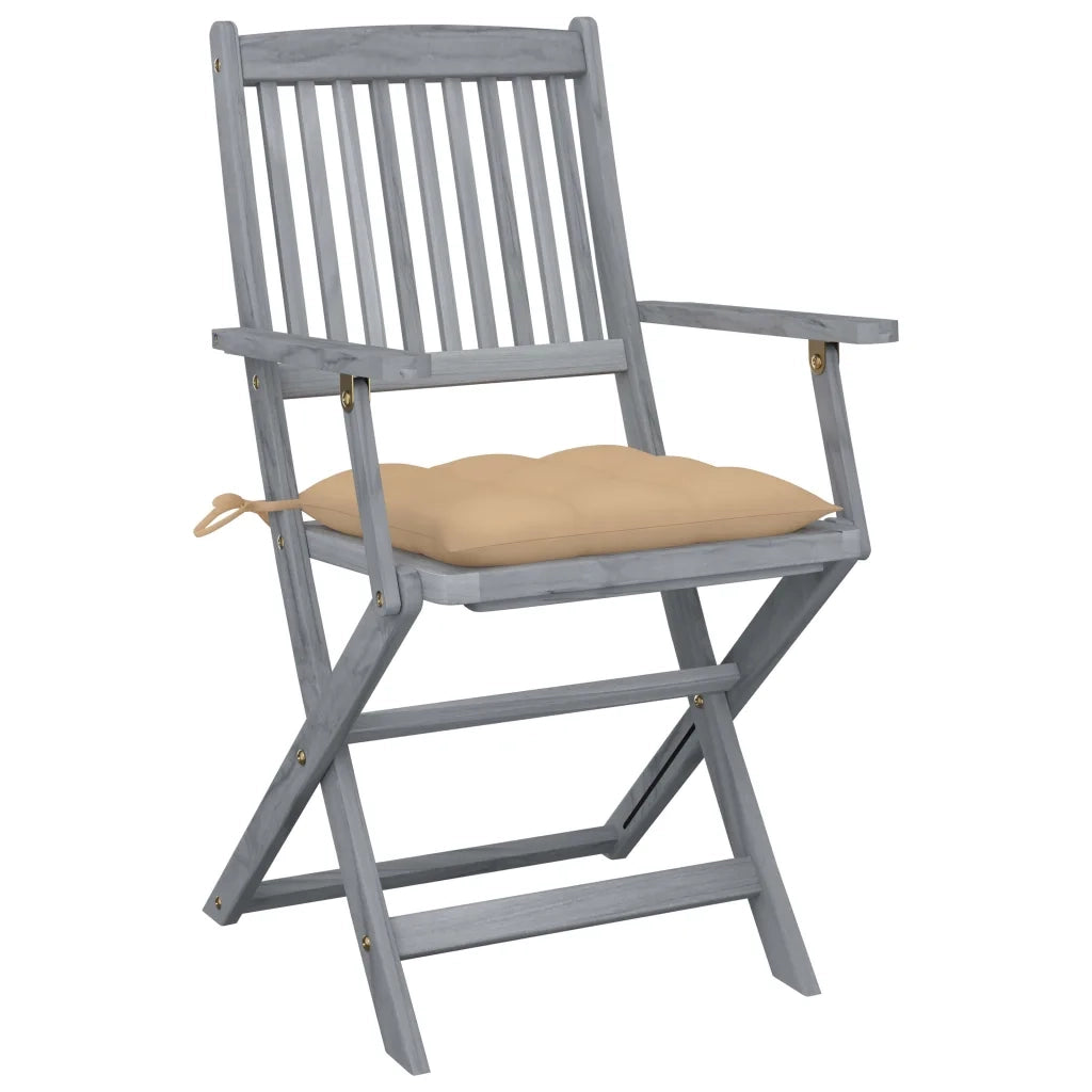 Sedie da Giardino Pieghevoli 4pz con Cuscini in Massello Acacia 3064527