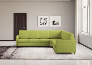Divano Angolare 6 Posti 281x241x85 cm Karay in Tessuto Verde