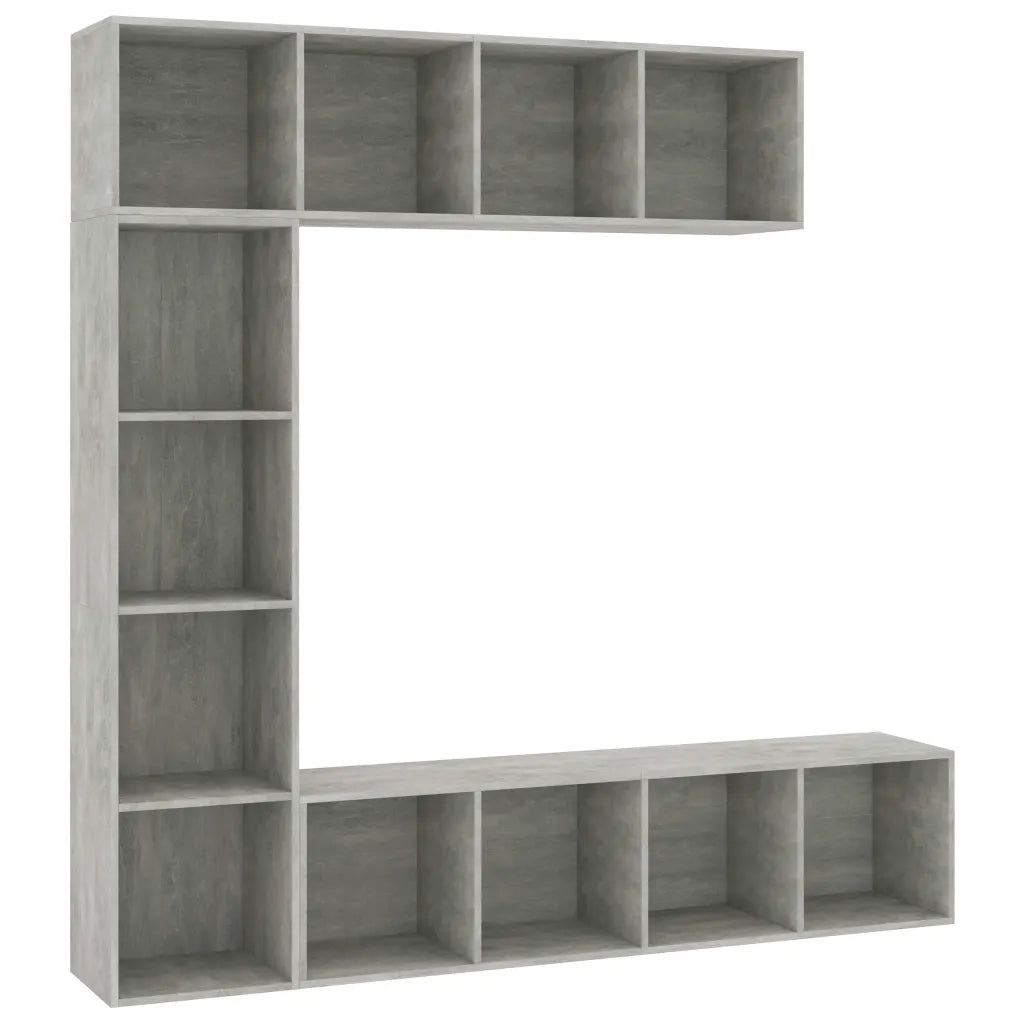 Set Mobili Libreria-Porta TV 3 pz Grigio Cemento 180x30x180 cm