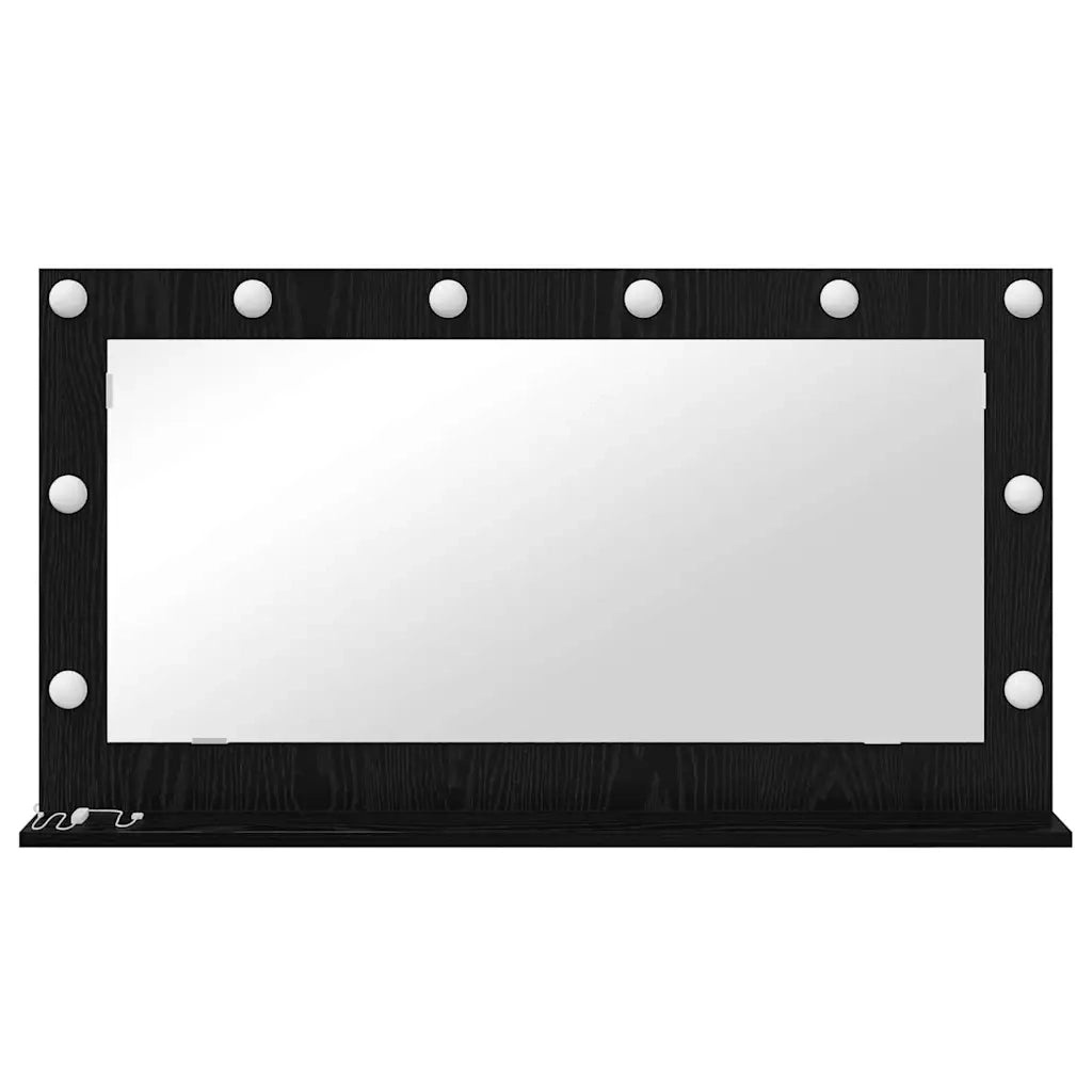 Specchio da Vanità Rettangolare Rovere Nero 100 x 55 x 18 cm 868302