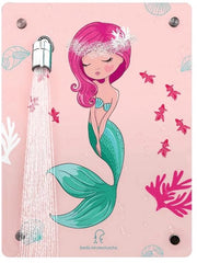 Douchetta per bambini con tema sirena, doccia flessibile con getto d'acqua, 2 tipi di getto, installazione senza foratura.